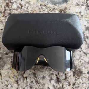 Balenciaga Glossy Black Sunglasses with Case